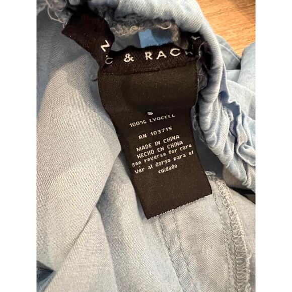 Zac & Rachel Wide Leg Cropped Chambray Pants Blue S - Picture 5 of 5